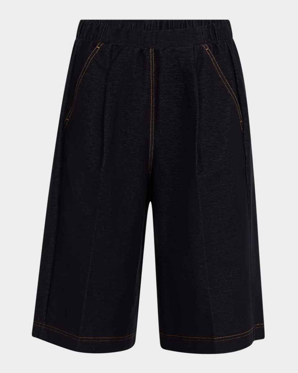 Texas Wide-Leg Denim Bermuda Shorts